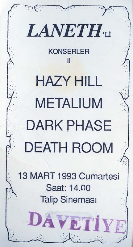 1993-03-13 Hazy Hill, Metalium, Dark Phase, Deathroom