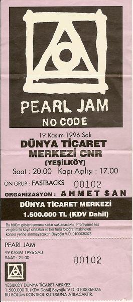 1996-11-19 Pearl Jam bilet